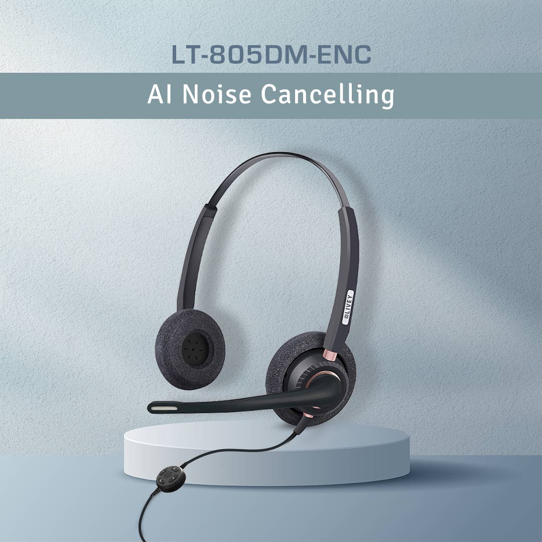 LIVEY 805DM-ENC Wired headset with AI noise cancelling mic