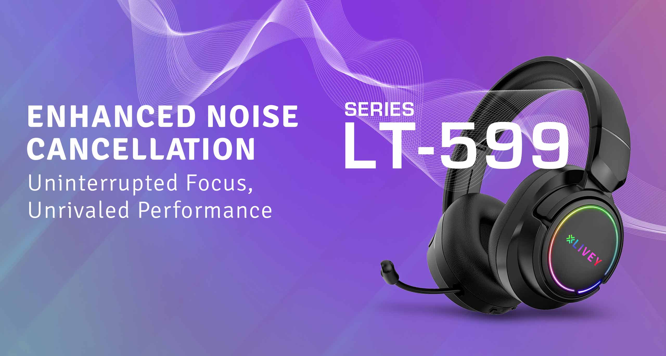 LIVEY LT-599 gaming series headset with enhanced noise cancellation