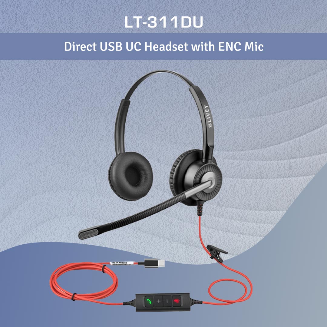 LIVEY 311DU wired headset with direct USB headset with ENC mic