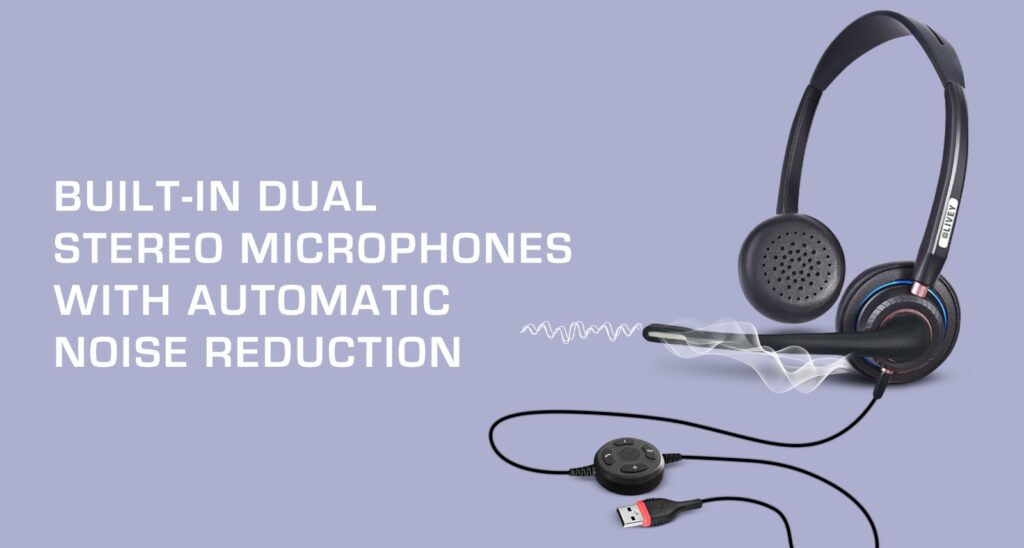 LIVEY Splendor 815 Series wired Call Center headset, Built-in with Dual Stereo Microphones with Automatic Noise Reduction
