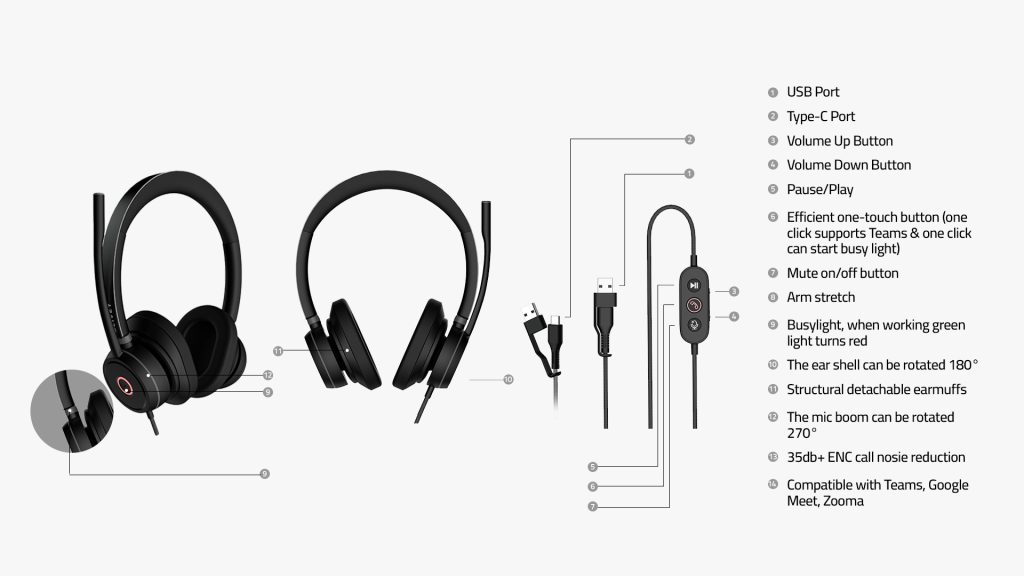 LIVEY 600-AINC Series Wired Headset